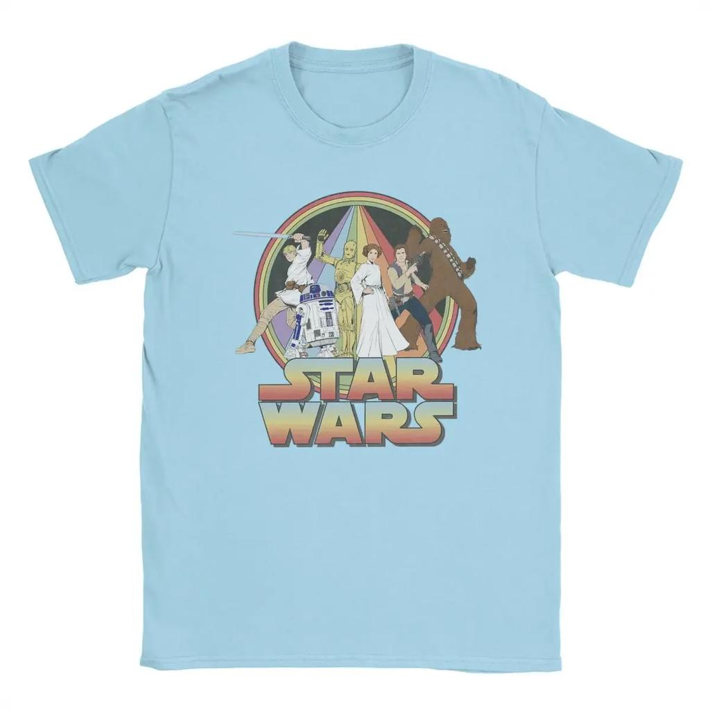 Star War Psychedelic Characters T-Shirts Men Disney Vintage Pure Cotton Tees Crew Neck Short Sleeve T Shirts Big Size Tops