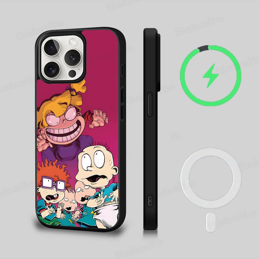Мультяшный Забавный R-Rugrats Для Magsafe Магнитный Чехол Для Телефона Беспроводной PC+TPU Для IPhone 11 12 13 14 15 16 17 Pro Max Plus