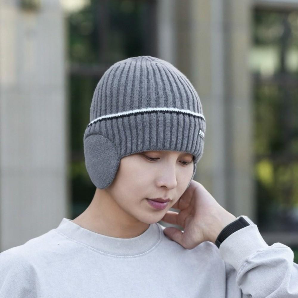 Warm Knitted Hat Thickened Ear Protector Cap Fashion Beanie Hat for Outdoor Sports