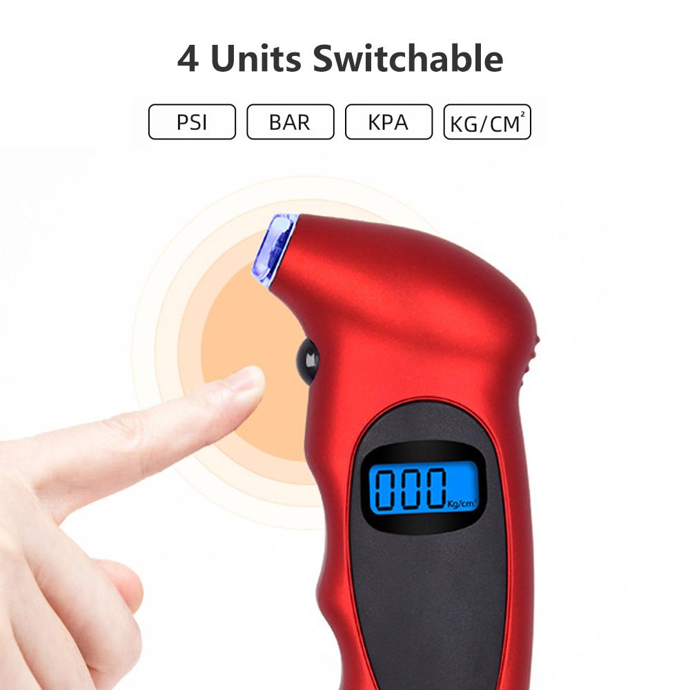 Светодиодный цифровой манометр для шин 0-150 фунтов на квадратный дюйм, 4 единицы, переключаемый, ручной электрический, точный, для тяжелых условий эксплуатации