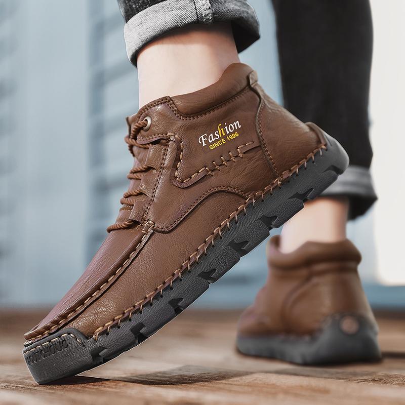 Spring/Autumn Men's Lace-up Large Size Retro Casual Shoes Casual Shoes Autumn/winter Plus Velvet Warm Handmade Ankle Boots