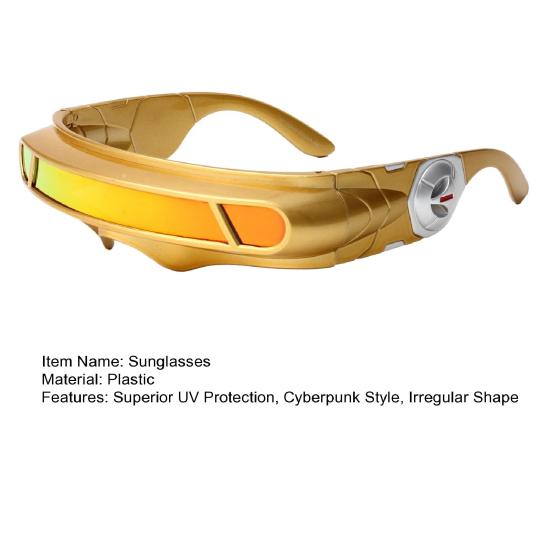 Futuristic Cyberpunk Sunglasses, UV400 Protection Sunglasses, Irregular Shape Punk Shades for Beach Party Outdoor Sports