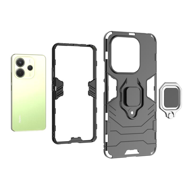 For Xiaomi Redmi Note 14 4G Case Car Magnetic Ring Holder Armor Shockproof Coque For Redmi Note14 4G Lens Protect Cover