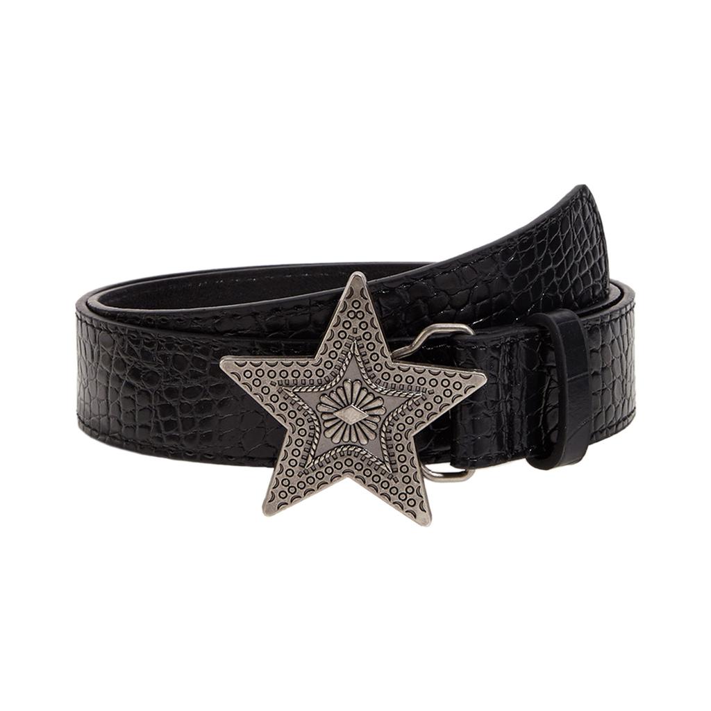 Engraved Waist Chain Carved Star Buckle Punk Chain Cowgirl Belt for Women Proms Club Party for Jeans Dresses
