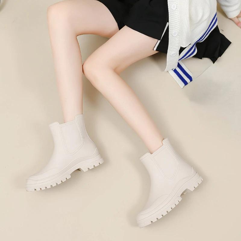 Сапоги женские резиновые Челси резиновые сапоги женские галоши водонепроницаемые резиновые нескользящие резиновые сапоги обувь для рыбалки и отдыха на воде Botas Lluvia Mujer