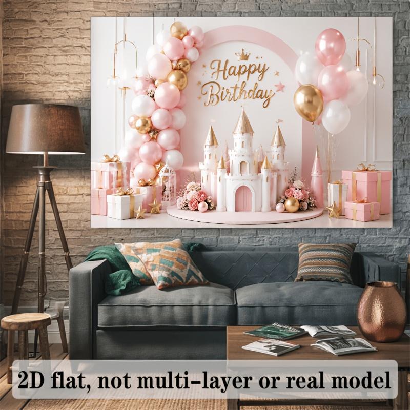 The birthday theme banner background fabric can be used as wall decoration and a photo backdrop.