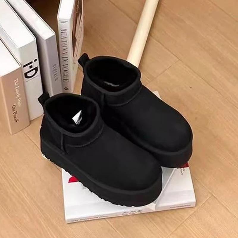 Новые женские сноубутсы повседневные слипоны ботильоны женские плюшевые теплые домашние хлопковые туфли классические зимние на толстой подошве женские ботильоны