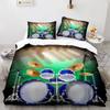 Drum Kit Duvet Cover Set Classical Music Comforter Cover Musical Instrument Lightning Pattern Quilt Cover For Kids Boys Teens