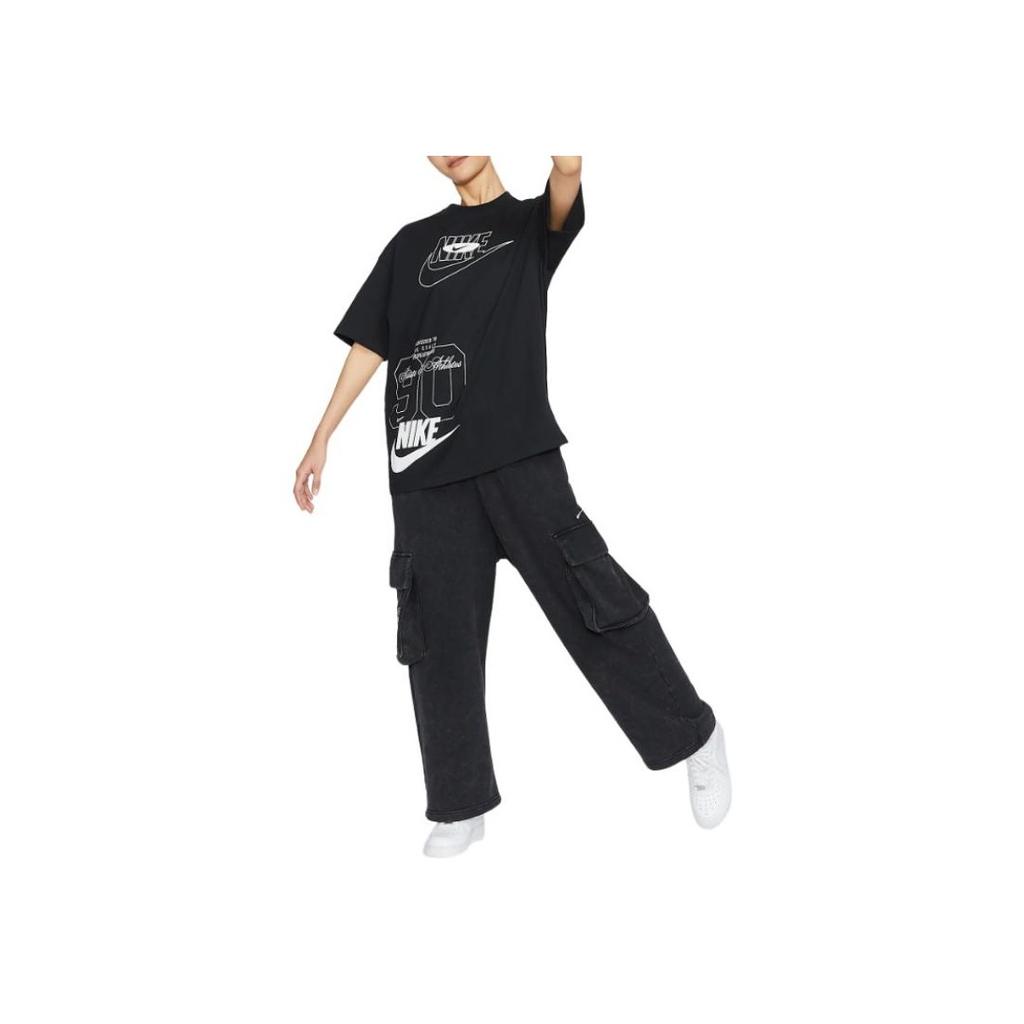 Nike Sportswear Comfortable Letter Logo Pullover Short Sleeve T-Shirt Women Tops Black HJ2994-010