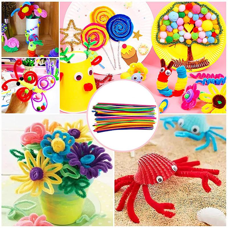 Children Handmade Material Set Puzzle Handicraft Toys Twisting Rod Plush Ball Simulated Eye Button Patch Paper Cuttings TMZ