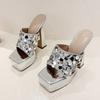 Liyke Fashion Design Fish Fillet Туфли с квадратным носком на толстой платформе Тапочки для женщин Вечеринка Стриптизерша Pole Dance Высокие каблуки Сандалии
