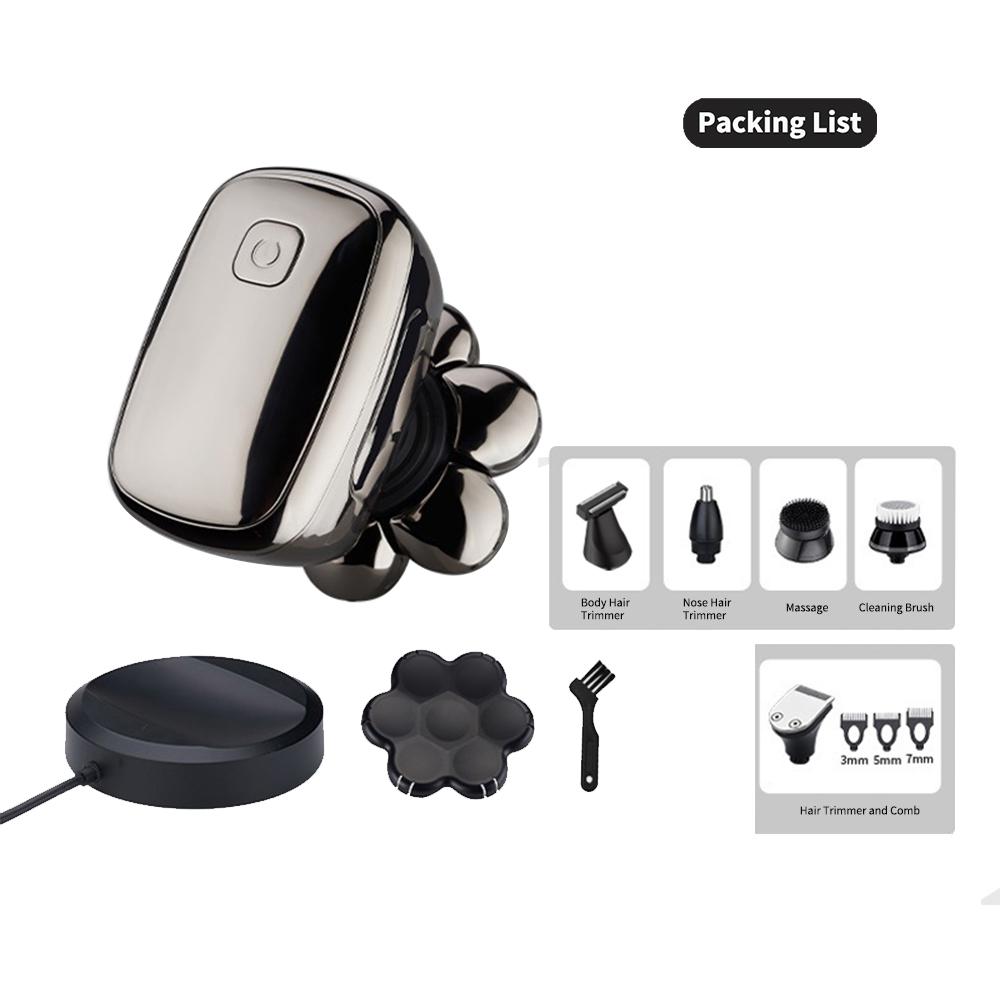 7 головок Беспроводная электрическая бритва для мужчин 6 в 1 Freedom Grooming Head Shaver с триммером для волос в носу, бакенбардами, водонепроницаемые бритвы для влажной и сухой уборки, USB-набор