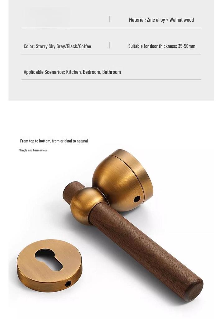 Минималистичная магнитная ручка для двери спальни в китайском стиле из грецкого ореха, бесшумная