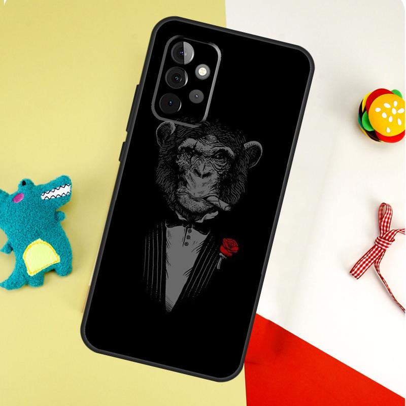 Забавный думающий обезьяна с чехлом для наушников для Samsung Galaxy A54 A34 A24 A14 A12 A22 A32 A42 A52 A72 A52S A51 A71 A13 A53 Чехол
