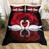 Romantic Swan Duvet Cover Set King Wild Animal Comforter Cover Butterfly Floral Bedding Set For Valentine's Day Wedding Decor