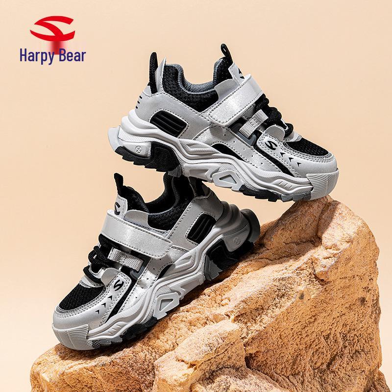 Дышащие спортивные туфли Habi Bear для мальчиков с двойной сеткой и застежкой-липучкой
