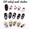 5D Embossed Nail Art Sticker Halloween Cartoon Spider Web Ghost Pumpkin Lantern Nail Adhesive Sticker