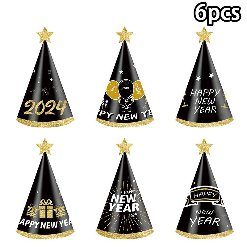 6 шт. Новогодняя шапка, очки, блестящие шляпы для вечеринок, реквизит для фотосъемки, украшения для рождественской вечеринки, очки, подарки на Новый год