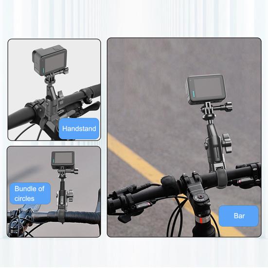 Bike Handlebar Action Camera Mount for Insta 360 X2 X3 X4 360 Degrees Rotatable Motorbike Bike Handle Grip Sports Camera Bracket