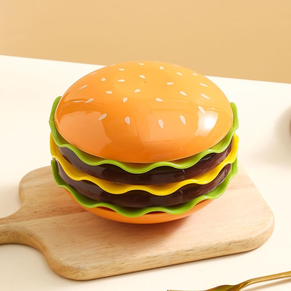 Plastic Mini Dinner Plate Burger-Shaped Dinnerware Set Stackable Hamburger Plate Set Table Decor
