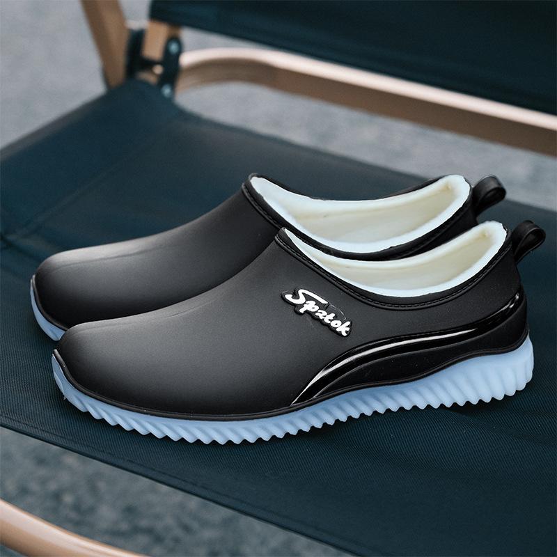 Женская мода Уличная ходьба Противоскользящие Короткие сапоги с флисом Дождевые сапоги и Резиновые сапоги