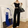 Solid color studio high waist drape knitted pants loose and thin straight casual wide-leg pants women's grandma pants