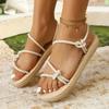 Fashion Women's Sandals 2025 New Open Toe Plus Size Shoes Woman Casual Sandals Narrow Band Round Toe Women Flat with Outdoor Shoes Women