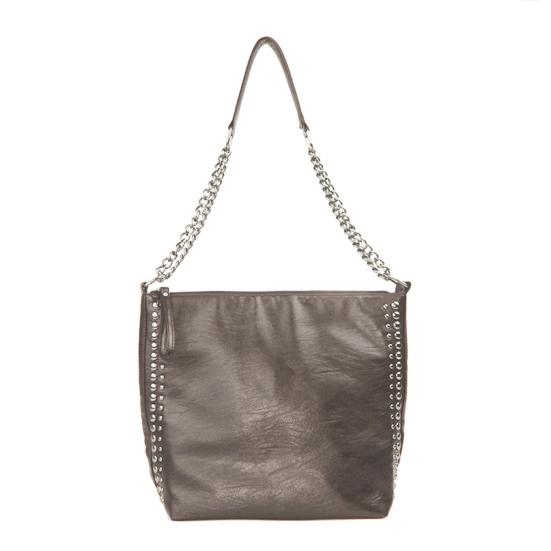 Casual Women Solid Color Rivet Chain Shoulder Bag Faux Leather Crossbody Pouch