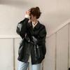 Весна Осень Мода Новая Женская Мода Повседневная Темпераментная Кожаная Куртка с Лацканами Темпераментная Высококачественная Роскошная Ретро Мотоциклетная Куртка