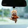 Car Pendant with Lanyard Easy To Hang Kung Fu Cat Design Auto Rearview Mirror Ornament Animal Pendant Car Interior Accessories