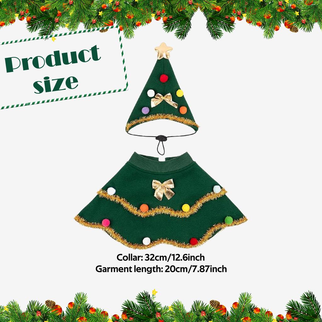 2026 Christmas Dog Cloak Christmas Pet Clothes Xmas Tree Pet Cape Shawl for Pet Holiday Puppy Dress Up Accessories