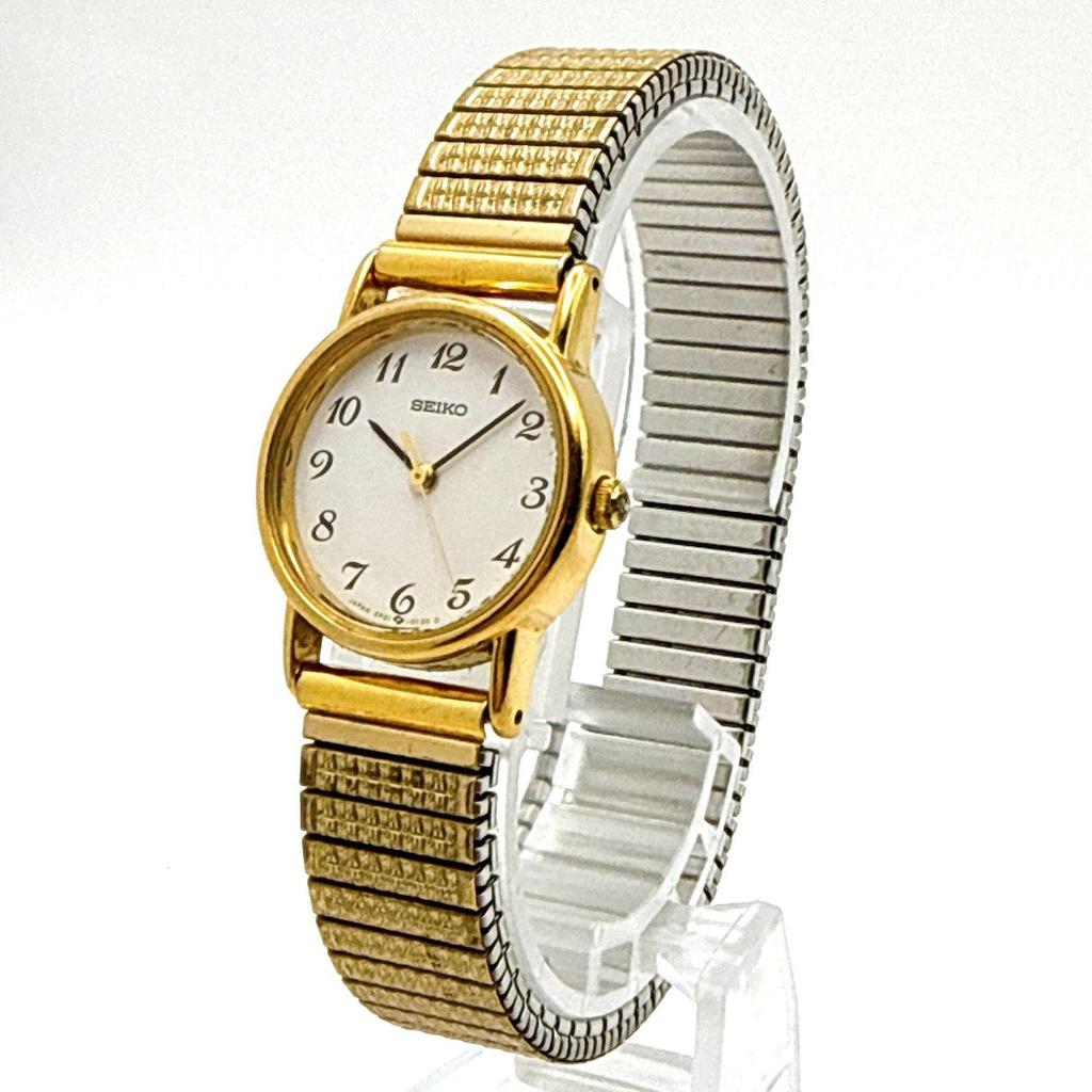 Б/У C143 [Винтаж, Батарея заменена] SEIKO Золотистый Цвет Круглый Корпус Цифры Бреге Женские Часы