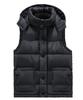 Cold Vest No Stylish For Spring Black XXL Black [Blank Blanc] Vest, Filled, Hooded, Men's Outerwear, Sleeveless, Stand-up Collar, Outdoor,