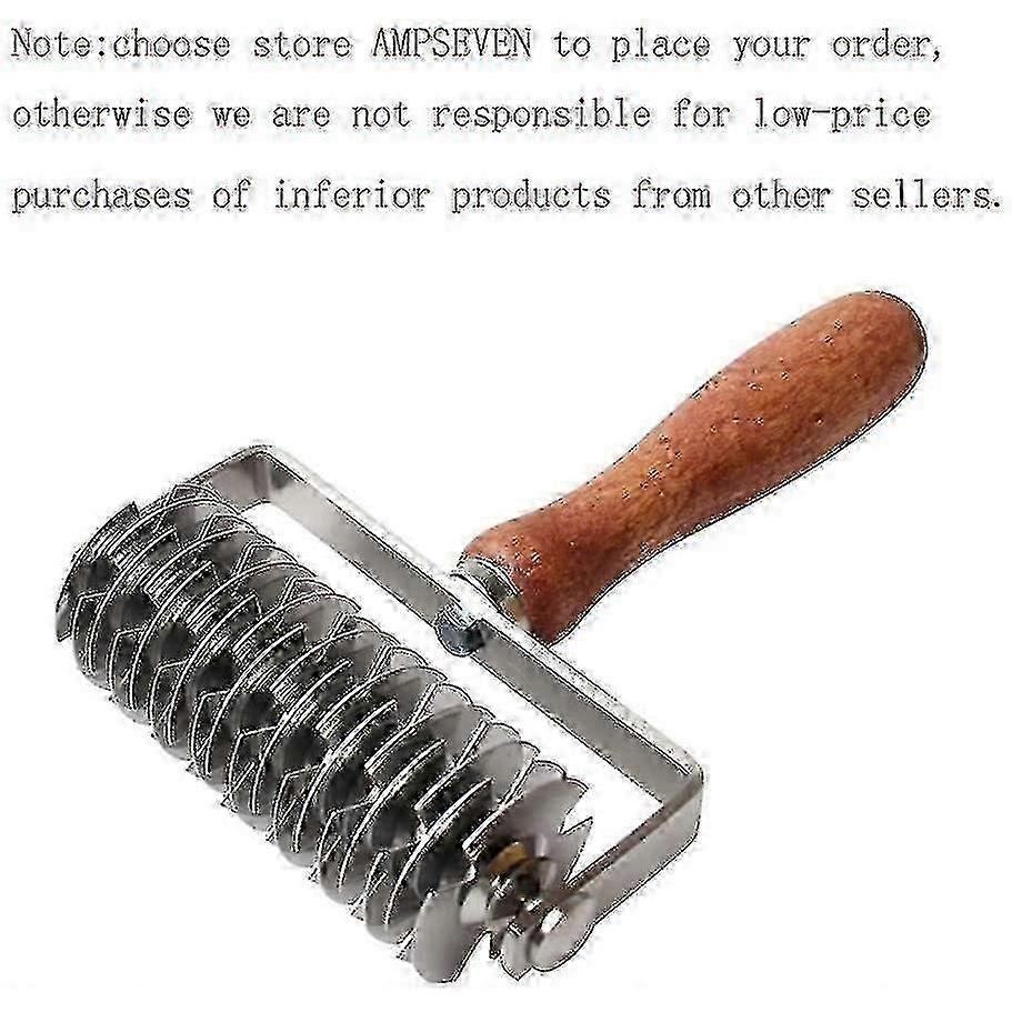 Stainless Steel Roller Cutter for Bread, Pizza & Pastry Crusts with Wood Handle