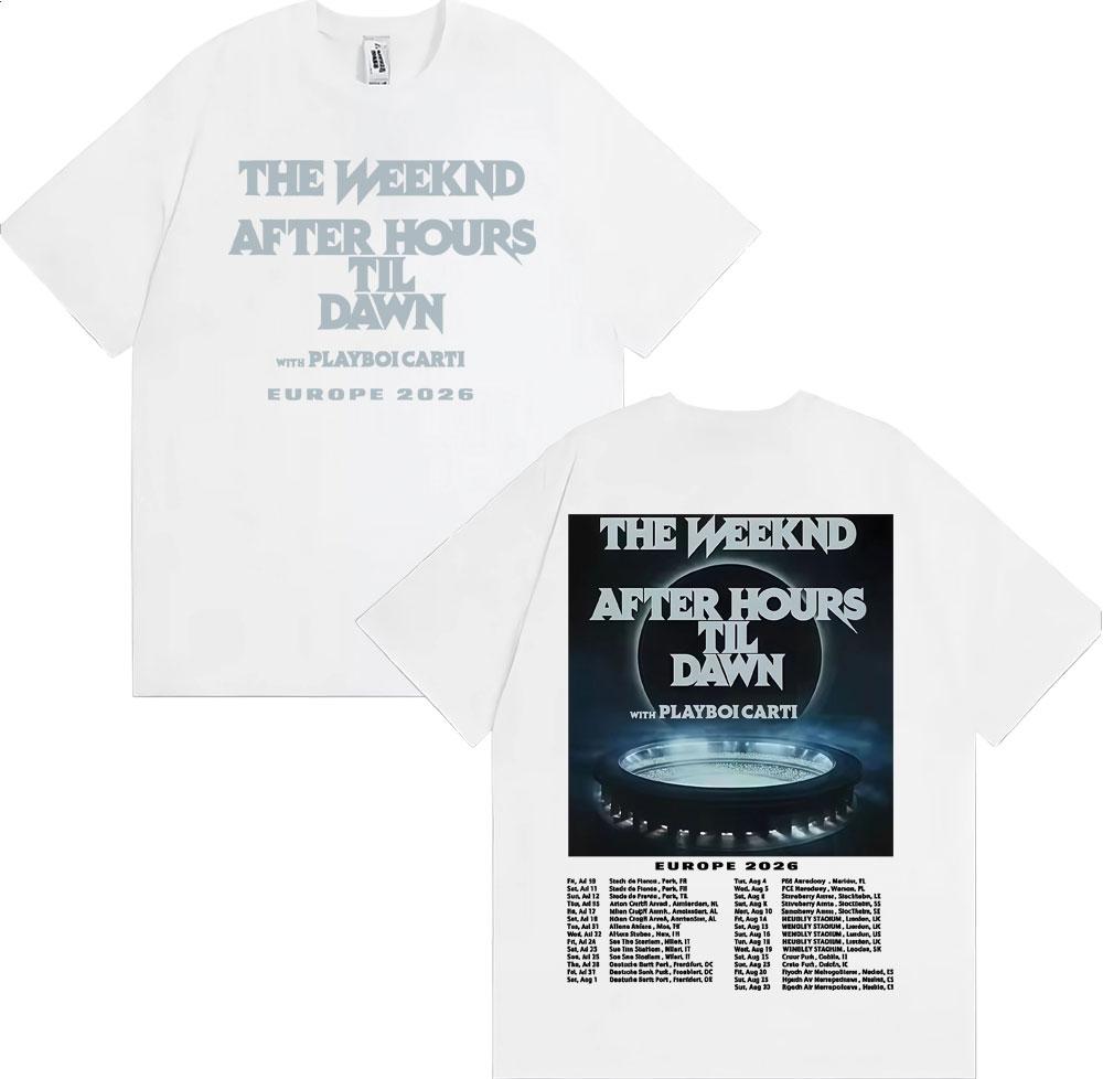 The Weeknd After Hours until Dawn Printed men's fashion Hip-hop short-sleeved T-shirt Retro Casual short-sleeved T-shirt