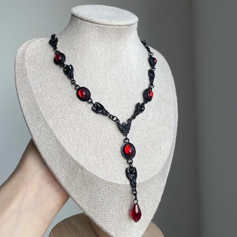 2026 Halloween Punk Necklace Gothic Drop Pendant Choker Women