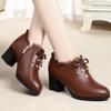 Женские весенне-осенние новые модные кружевные туфли-лодочки на платформе из мягкой кожи в корейском стиле, повседневные водонепроницаемые туфли с острым носком