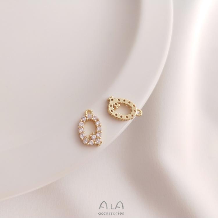 14K Gold Plated Zircon Alphabet Pendant for DIY Jewelry Accessories