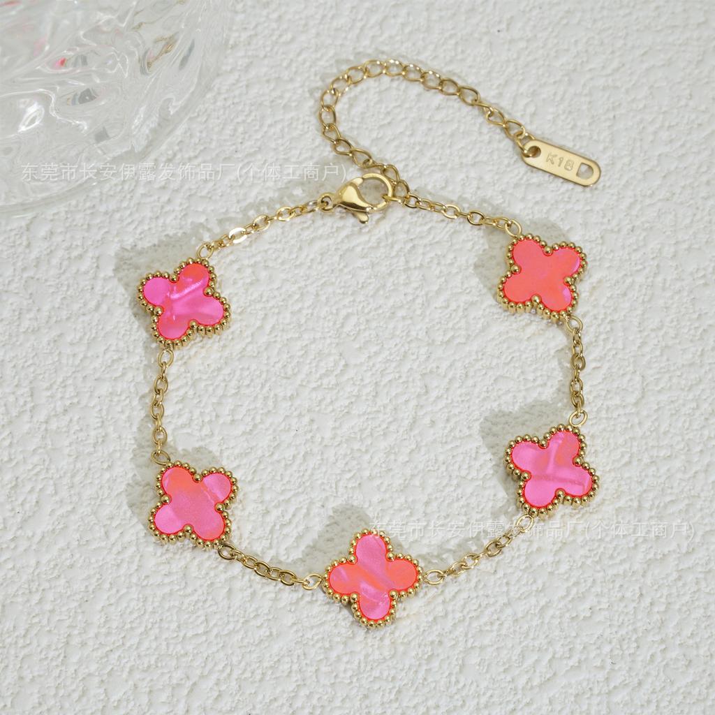 Браслет женский из 18-каратного золота «Четырехлистный клевер» Модный и трендовый браслет «Счастливый четырехлистный клевер»