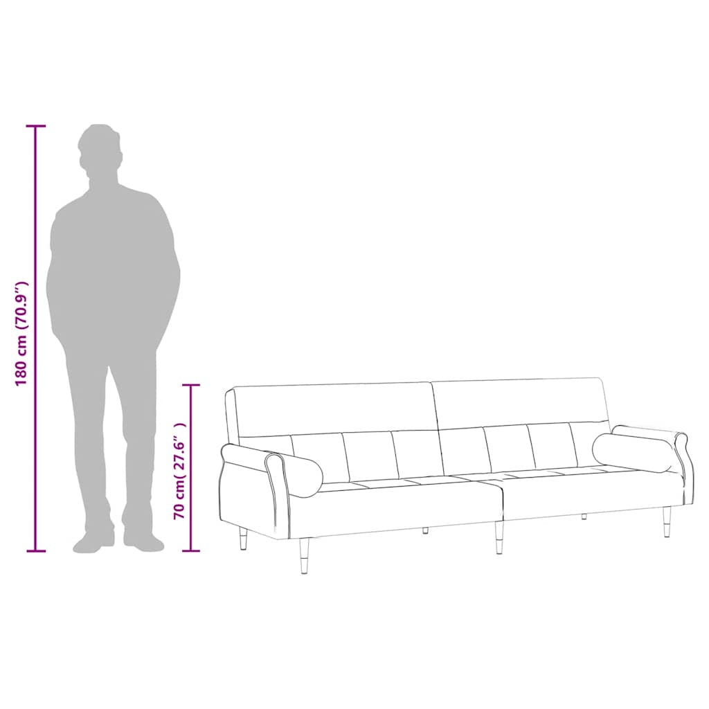 Velvet Sleeper Sofa with Cushions Light Grey