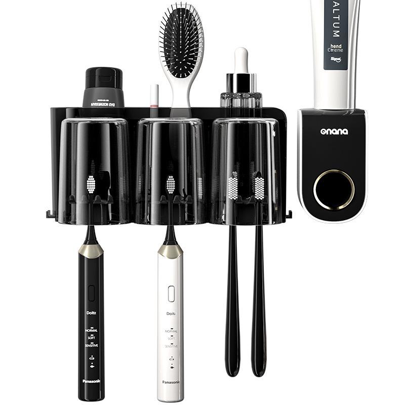 Настенный держатель для зубной щетки и зубной пасты без проколов с чашкой для ополаскивателя полости рта