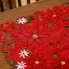 4 Pcs Christmas Embroidered Flower Rectangular Table Mats 11.02x16.93inch Table Doily Holiday Placemats Set for Home and Kitchen