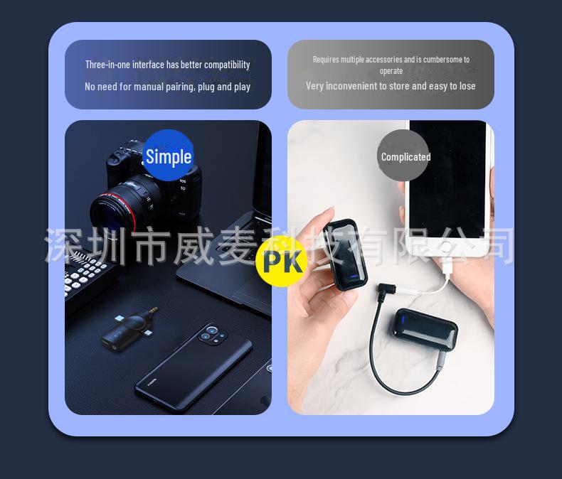 Беспроводной петличный микрофон для мобильных устройств: Шумоподавление, низкая задержка, идеально подходит для прямых трансляций на открытом воздухе