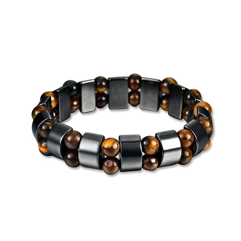 Unisex Weight Loss Octagon Geometry Black Stone Magnetic Therapy Bracelet Health Care Magnetic Hematite Stretch Bracelets
