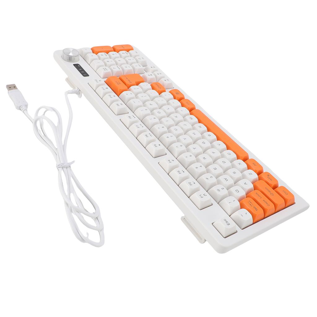 Игровая клавиатура 93 клавиши, динамическая RGB-подсветка, эргономичный дизайн, проводная, с регулятором громкости, для ноутбука