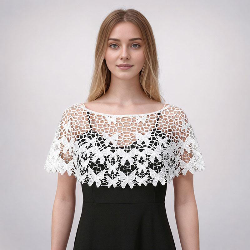 Модная вязаная ажурная шаль с цветочным узором, однотонная, женский летний шарф для защиты от солнца, элегантное женское пончо для украшения