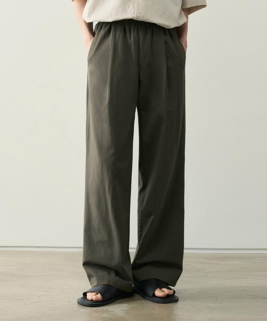 ROTEMBER Linen One-Pleat Wide Elastic Waist Pants [ 4 Colors ]