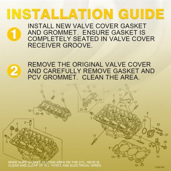 Engine Valve Cover Gasket Set wGrommets for 01-05 Honda Civic 17L SOHC L4 EOA