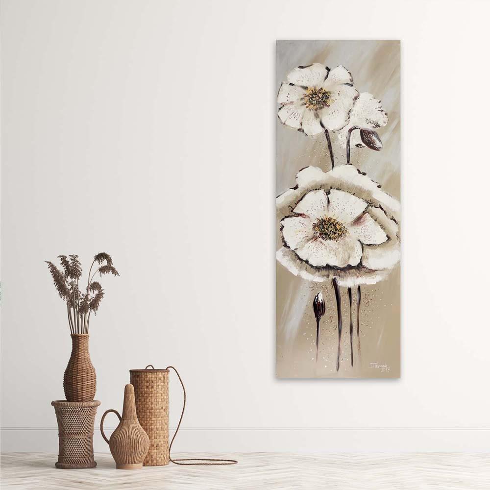 Canvas print, White painted flowers