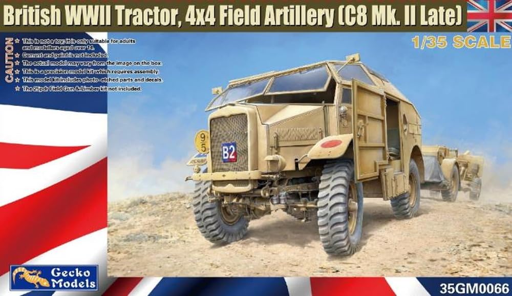 Gecko Model 1/35 Британский C8 Quad Mk.2 Поздняя модель 4x4 Полевой артиллерийский тягач Пластиковый набор GEC35GM0066